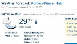 Forecast for January 18, 2010 Port-au-Prince, Haiti